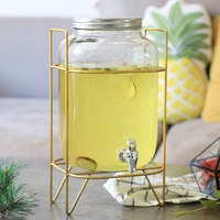 Distributeur de boissons en verre de 4 L avec support en métal, pot à thé Yorkshire Sun, pot en verre Mason