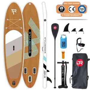 Design gonfiabile a strato singolo in legno chiaro stand up tavole da paddle in legno all'ingrosso set blow up touring tavola da surf ISUP