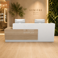 Bureau de réception en bois pour salon de beauté, table de manucure, mobilier de salon sur mesure, chaise de technicien en marbre de luxe léger