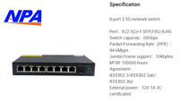 NPA 7018-2.5G 8-Port 2.5G Ethernet Switch 10G SFP Uplink 60Gbps 44.6Mpps 10K Jumbo Frame untuk Jaringan