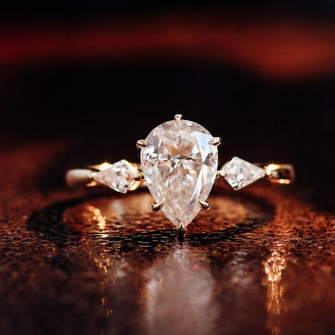 Real solid 14K gold moissanite ring