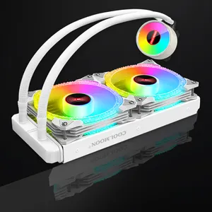 Label kustom COOLMOON Gaming PC sistem pendingin air ICEMOON 240 pendingin air AIO 240 ARGB PWM pendingin cair untuk komputer CPU