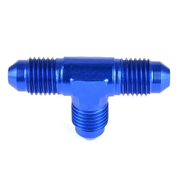 AN4 AN6 AN8 AN10 नीले रंग की कार एल्यूमीनियम भड़क टी टी टुकड़ा संघ कनेक्टर पुरुष एडाप्टर तेल ईंधन हवा नली अंत परिणत एक फिटिंग