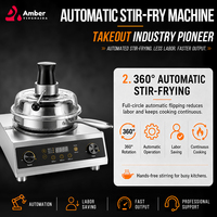 Robot de cuisson automatique commercial 5KW 220V, machine à wok électrique à agitation automatique pour riz frit, nouilles, malatang