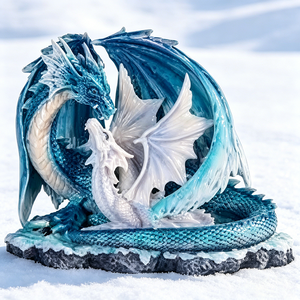 Statuetta in Resina Fatta a Mano della Famiglia di Draghi di Ghiaccio, Statua di <span class=keywords><strong>Creatura</strong></span> Mitologica Fantastica, Regalo Decorativo da Collezione per Appassionati di Draghi e Fantasia - Product Image 2