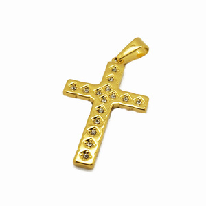 Colgante de cruz de oro de 18k, collar religioso, joyería de acero inoxidable con colgante de cruz de Jesús - Product Image 5