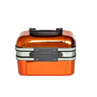 Mini étui cosmétique à coque rigide avec miroir intégré et verrouillage par mot de passe, étui de maquillage pour organisateur de voyage orange brillant