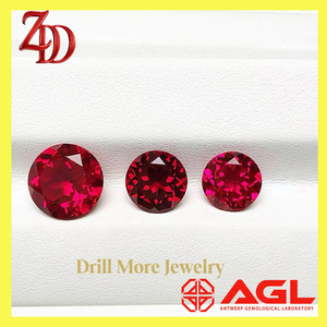 Synthetic Corundum Round Deep Red Gemstone AGL Certified For Jewelry Making - Product Image 4