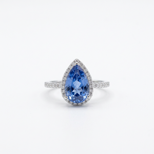 Bague en argent sterling S925 avec moissanite de <span class=keywords><strong>3</strong></span> <span class=keywords><strong>carats</strong></span>, forme goutte d'eau, plaquée or, pour mariage ou fiançailles, pour femme. - Product Image 1