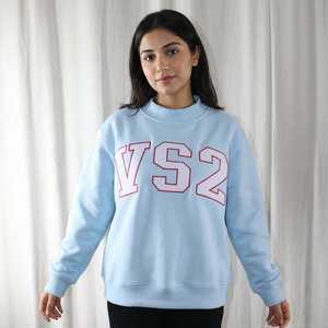 Sweat à capuche vintage VS2 SKY BLUE en coton 100% pour l'hiver, avec broderie appliquée blanche, fils fins - Product Image 1