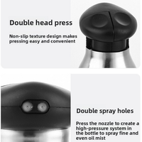 Distributeur d'huile et de vinaigre de cuisine à double compartiment et double buse avec rangement séparé - Bouteille pulvérisatrice d'huile 2-en-1 avec échelle visible pour la cuisson et le barbecue