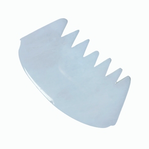 Peigne de massage du cuir chevelu en jade blanc naturel en gros, outil de massage des dents en jade blanc avec logo personnalisé pour les soins capillaires - Product Image 1