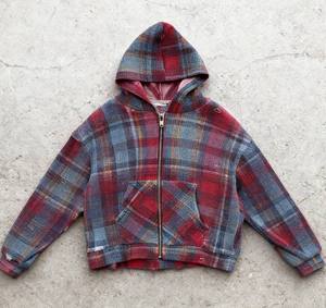 Custom Wholesale Heavyweight <b>Flannel</b> Cotton Plaid Grunge Streetwear Y2K Distressed Washed Mens Zip Up Hoodie - Product Image 1