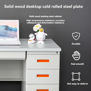 Factory Direct School Hospital <span class=keywords><strong>4</strong></span> cajones Mango rojo Engrosado Mesa de trabajo simple Escritorio de computadora de oficina de acero - Product Image 4