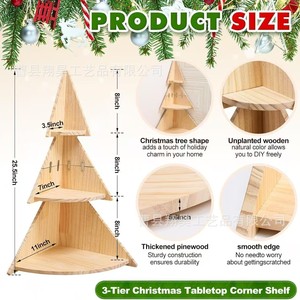 Wooden Christmas <b>Tree</b> Storage Rack 3 Tier Solid Wood <b>Standing</b> Display Shelf For Home Decoration Christmas Gift Storage - Product Image 4