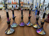 Chicha arabe avec tige conique, design à bandes colorées, vase en verre, bol en argile, plateau, pour bars lounge, vente en gros
