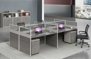 משרד ראש המחלקה סט אפור מט שולחן למינציה + צד ספרים מודרני מינימליסטי - Product Image 4