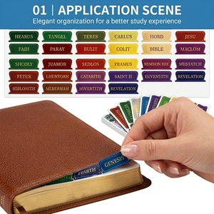 Onglets d'indexation de Bible personnalisés laminés - Autocollants imperméables et <span class=keywords><strong>repositionnables</strong></span> pour journal intime, cadeaux pour femmes, études bibliques - Ensemble de 66+ onglets - Product Image 5