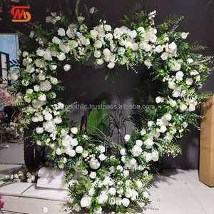 Arreglos de Vegetación Elegantes, Estilo Bosque Europeo, Arco de Flores en Forma de Cuerno, Decoración de Arco de Flores Artificiales, Fondo de Rosas Artificiales, Arco de Cuerno - Product Image 5