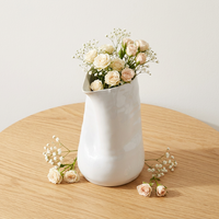 Vase Minimaliste en Céramique et Porcelaine Blanc Pur Glaçuré Moderne pour Décoration de Table, Salon, Anniversaire
