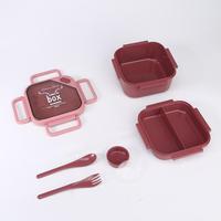 Boîte à lunch en plastique sans BPA de 1,1 L pour micro-ondes et bouteille d'eau de 500ml ensemble de pinic de voyage pour enfants