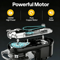 Robot culinaire électrique 1300W, 7L, pour usage domestique, boîtier en plastique sans BPA, avec mixeur et hachoir à viande en option