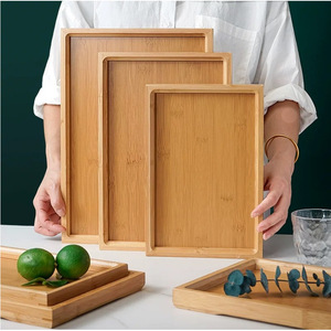 Bandeja de bambú rectangular de 33x22cm para servir té y dulces, uso doméstico - Product Image 5