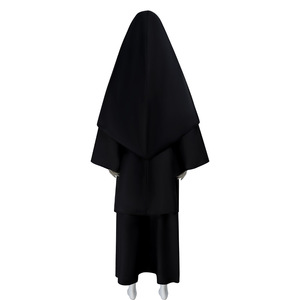 Costume de cosplay de nonne d'horreur pour Halloween, ensemble complet, fibre de polyester noire, taille adulte standard, costume de scène - Product Image 5