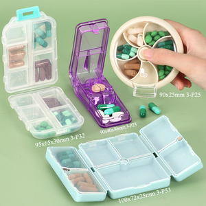 YUZMEI Boîte à pilules de voyage en gros avec coupe-pilules, séparateur de comprimés portable, organiseur de pilules magnétique, petit étui pour compléments alimentaires - Product Image 1