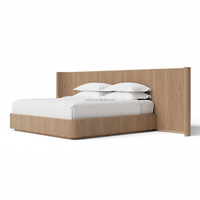FERLY Ensemble de chambre à coucher en bois massif de style américain moderne classique, lit à baldaquin contemporain en chêne, lit double pour la maison, hôtel, lit superposé