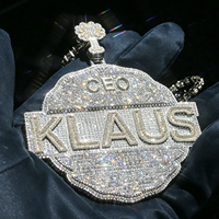 Pendentif personnalisé bicolore en argent sterling 925 avec moissanite, serti de pierres baguette et rondes, plaque nominative style CEO, bijoux hip-hop