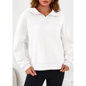 Sweat-shirt à capuche court en polaire pour femme, pull à quart de zip, haut à manches longues, vêtements d'hiver - Product Image 2