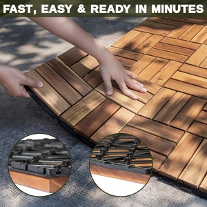 Dalles de terrasse en bois d'acacia naturel, finition naturelle, résistantes aux intempéries, pour patio, jardin, balcon, bord de piscine - Product Image 2
