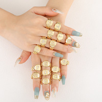 HOTWAY – bague en cuivre incrustée de zircone cubique, avec lettres anglaises, à ouverture réglable, bijoux à la mode, cadeau pour hommes et femmes