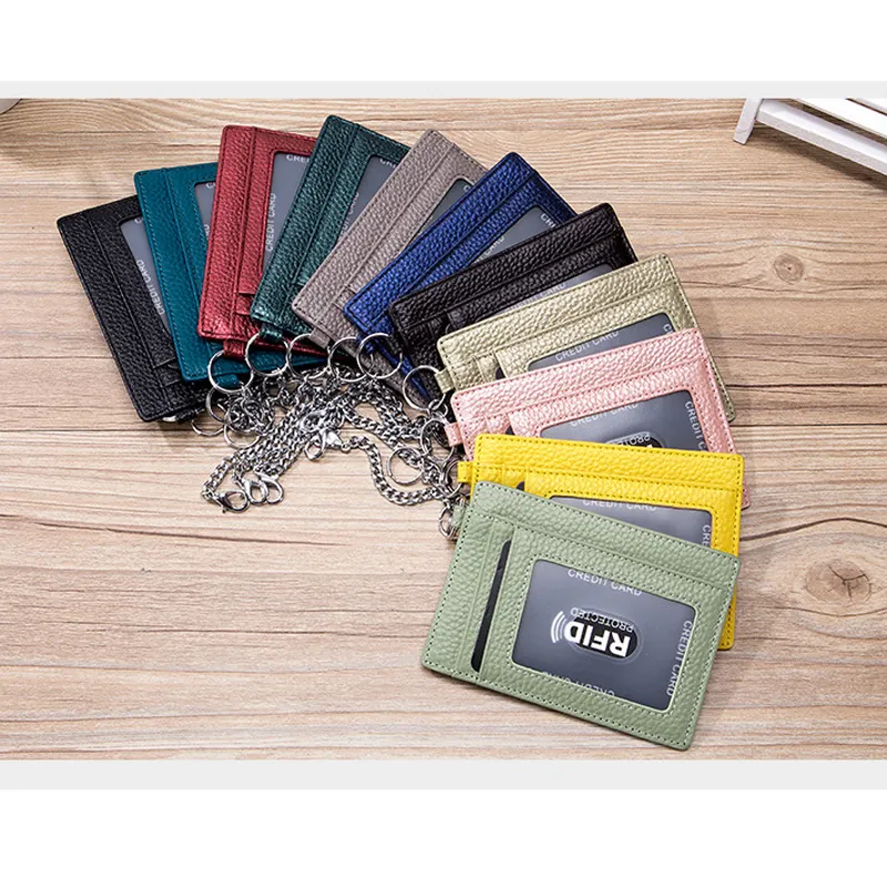 New Card holder wallet leather Genuine RFID Blocking ID Neck Wallet Card Sleeves