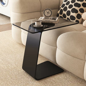Table d'appoint de canapé mobile en verre trempé de style européen de type C lumière de luxe pour petit appartement salon table basse moderne - Product Image 4