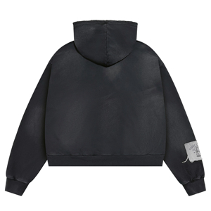 Sudadera con Capucha para Hombre, Estilo Vantage, Lavado Desgastado, Estampado Personalizado, Algodón Puro, Talla Grande, con Parches - Product Image 2
