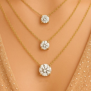 เครื่องประดับมอสซาไนต์ทรงกลมแบบมินิมอล ตัวเรือนทอง 14k ประดับเพชรโมอิสซาไนต์เม็ดเดี่ยว พร้อมใบรับรอง GRA - Product Image 6