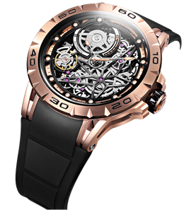 メンズステンレススチール製自動巻き機械式腕時計、シリコンバンド、ラウンドダイヤル、5気圧防水、ラグジュアリーファッションデザイン - Product Image 1