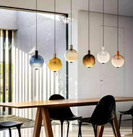 Lampes suspendues contemporaines en or et argent Îlot de cuisine Salle à manger Boules de verre Lustres modernes Lampes suspendues au plafond