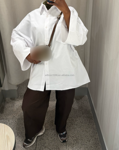 Camicetta Elegante e Casual Willson di Alta Qualità, Semplice e Larga, a Maniche Lunghe per Donne Musulmane, Camicia <span class=keywords><strong>Oversize</strong></span> Estiva Traspirante in Cotone - Product Image 2