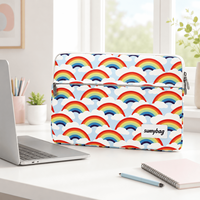 Étui de protection imperméable élégant pour ordinateur portable, motif nuage arc-en-ciel, pour 13/14/15 pouces, tendance pour un usage quotidien et en voyage
