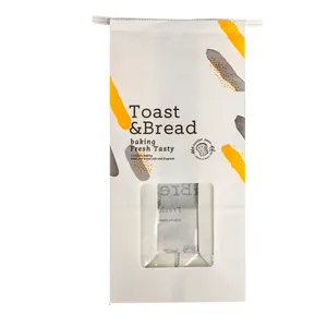 Food Grade Bakkerij Verpakking Gelamineerde Kraft Brood Papieren Zak Met Venster