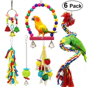 Birds Swing <strong>Toys</strong>, <strong>Parrots</strong> Chewing Hanging Perches with Bells <strong>Toys</strong> for Love Birds Budgie Macaws Cockatiels Parakeets African <strong>Grey</strong> - Product Image 1