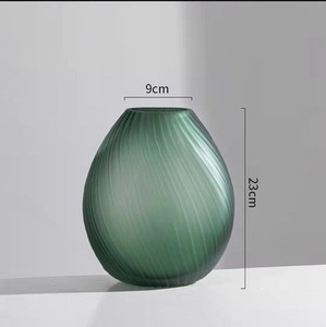 Creative Glass Vase Flower Arrangement Striped Grass Green Frosted Hotel <strong>Dining</strong> <strong>Table</strong> Thickened Flower Pot Model Room <strong>Ornaments</strong> - Product Image 5