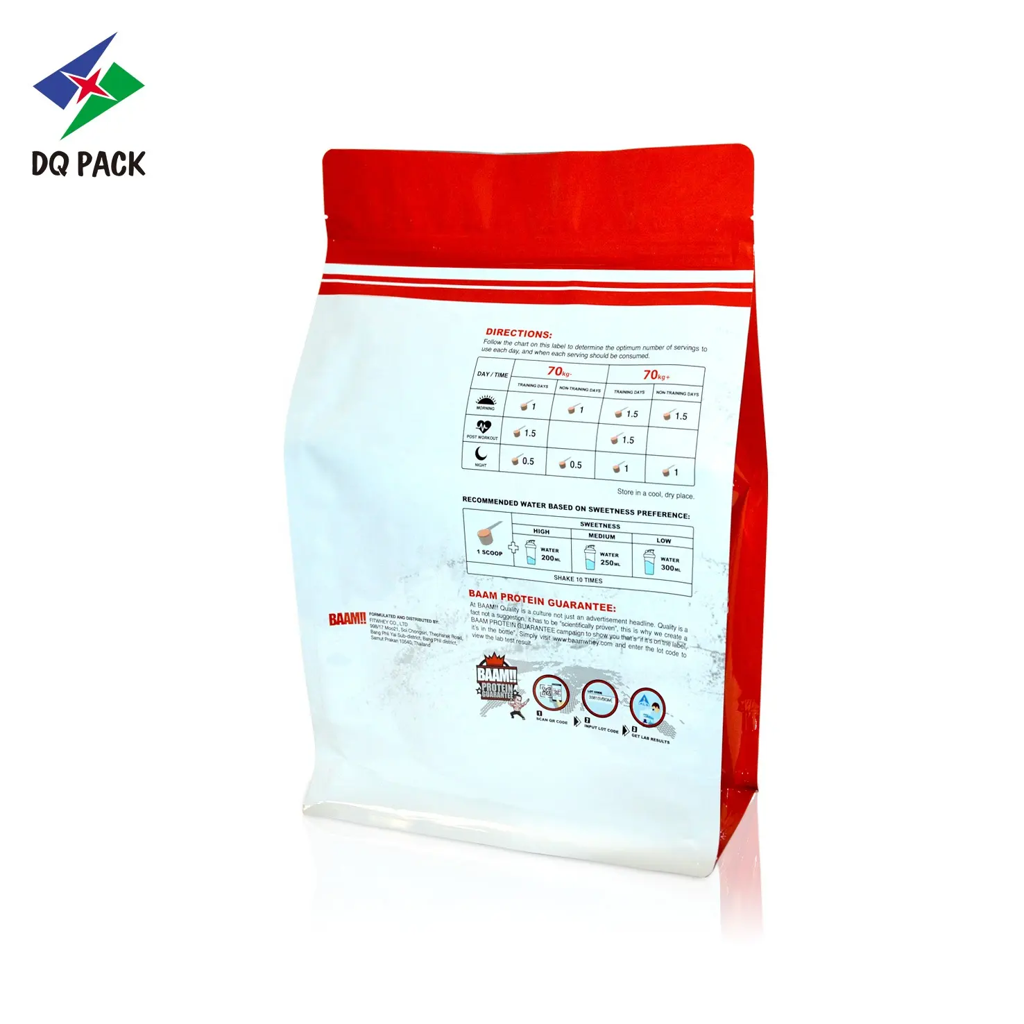 Tùy chỉnh nắp kéo 1lb 5lb lá đứng lên túi dây kéo túi ziplock đáy phẳng Túi Túi protein bột bao bì thực phẩm