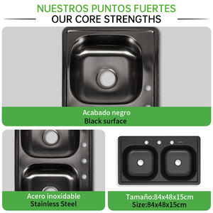 <span class=keywords><strong>Fregadero</strong></span> de Barra/Encimera de Alta Calidad Hecho a Mano con Superficie Negra Cepillada en Múltiples Tamaños y Grosores - Product Image 6