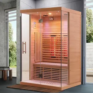 Finlandia ruang Sauna kering dalam ruangan rumah tradisional dengan kompor dan batu ruang Sauna uap rumah pribadi dua tempat duduk inframerah Sauna