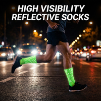 Chaussettes de course unisexes respirantes à haute visibilité fluorescentes pour la marche et le cyclisme nocturnes, mi-mollet, réfléchissantes