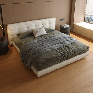 Cama Doble de Estilo Italiano Minimalista con Marco de Pino y Tela de Algodón y Lino, para Villa, Apartamento, Dormitorio Principal, Diseño Moderno y Lujoso CG009 - Product Image 2
